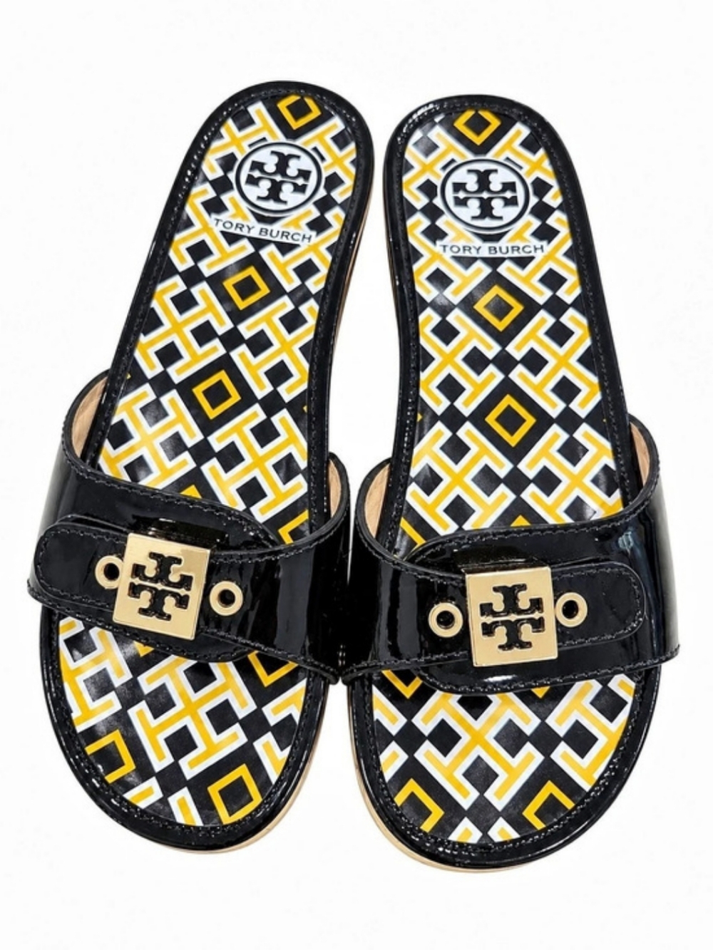 Tory Burch Miller Platform Sandals Black & Yellow US 7.5
